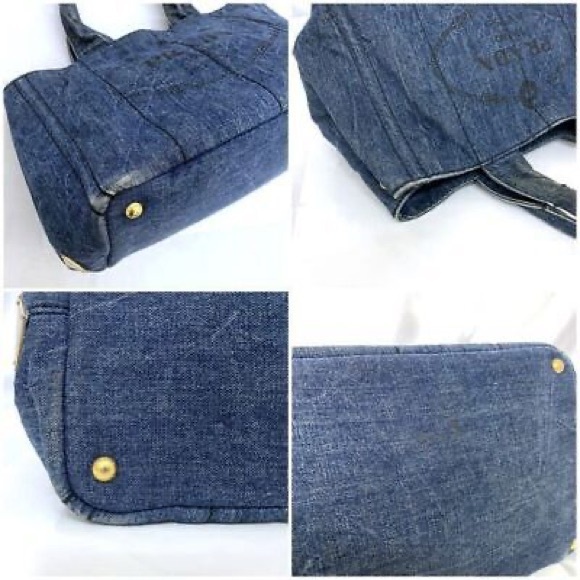 PRADA Canapa Tote Bag Very Good Denim Navy - Picture 12 of 12